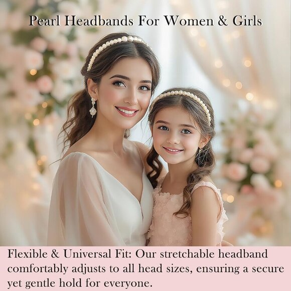Pearl Headbands Women Set of 5 Non-Slip Hair Accessories for Weddings Parties main image 3